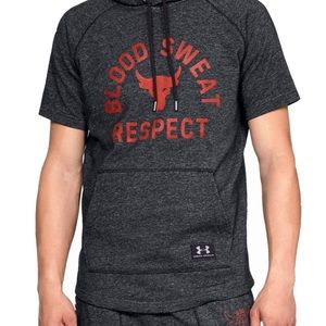 Under Armour Project Rock Blood Sweat Respect short sleeve hoodie men’s sz M